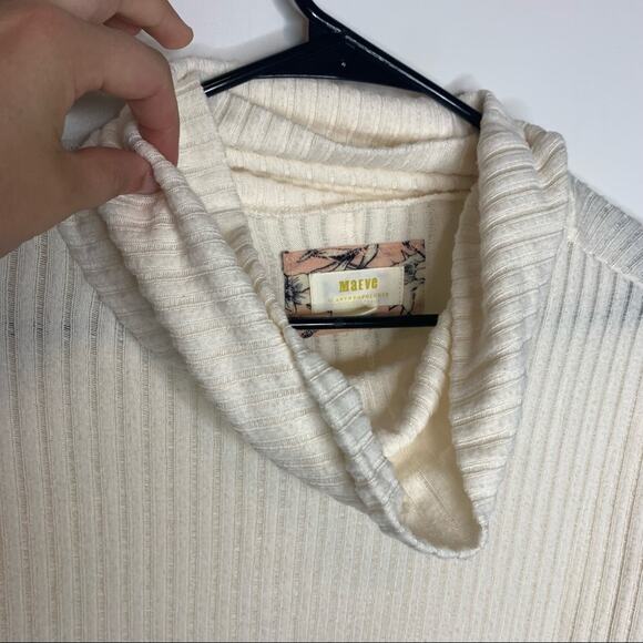 Anthropologie Maeve White Vanna Ribbed Cowl Neck Sweater Size Small - Picture 4 of 9